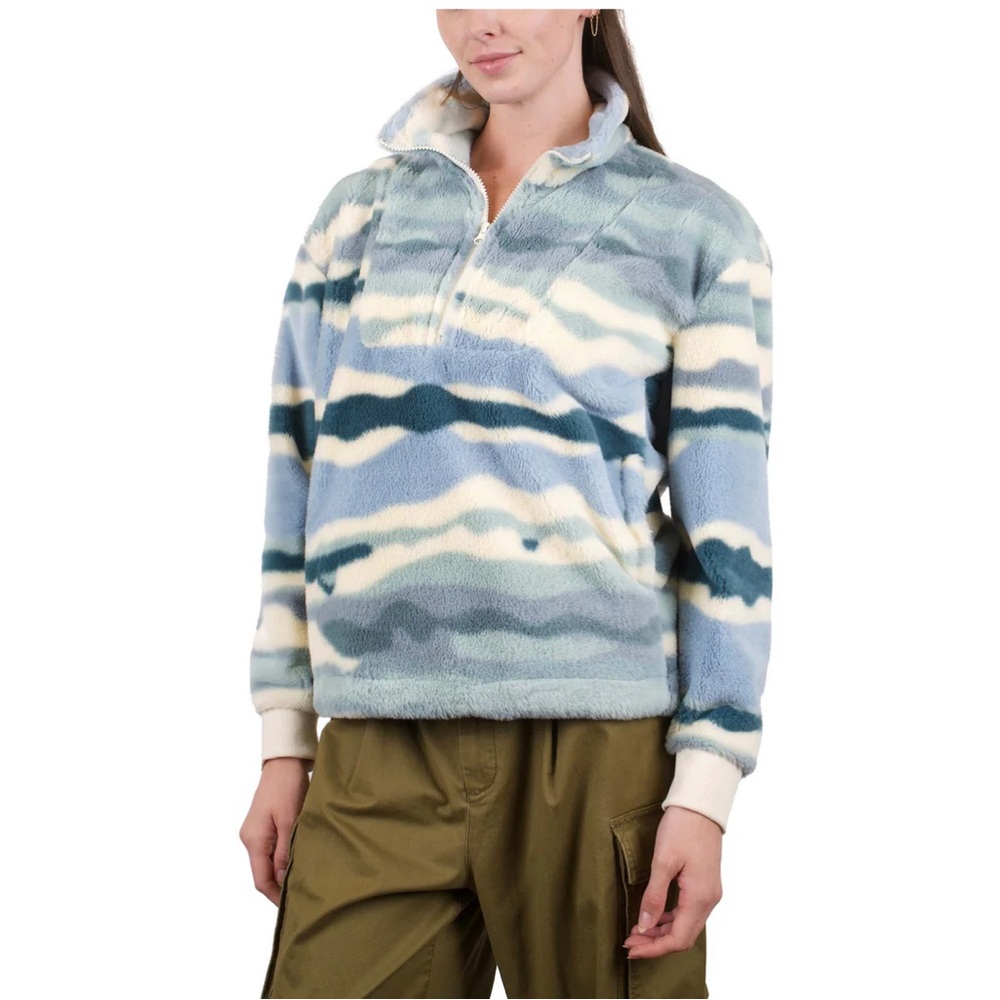 Mountain + Isles "no boundaries" high pile Unworn 1/4 zip pullover w pockets new